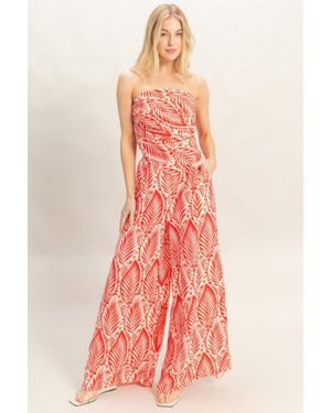 TRUEDAMES Strapless Top & Pant Print Set - Pink