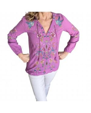 Johnny Was Gabriella Pintuck Blouse - Purple