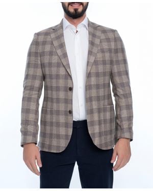 VELLAPAIS Magnum Regular Fit Plaid Sport Coat - Gray