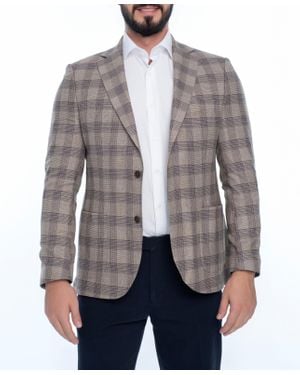 VELLAPAIS Magnum Regular Fit Plaid Sport Coat - Gray