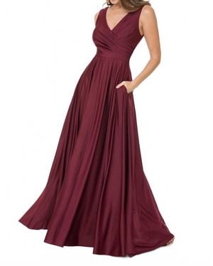 Lenovia Usa Formal Pleated Long Evening Dress - Purple