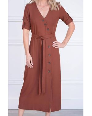 BB Dakota Button Up Your Story Midi Dress - Red