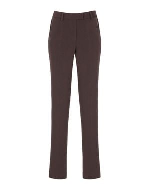 Alberto Biani Smooth Front Tailored Straight-Leg Formal Pants - Brown
