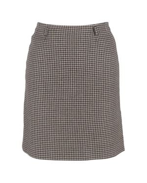 Max Mara Houndstooth-Print Mini Skirt - Gray
