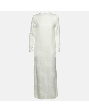 TOTEME Floral Damask Jacquard Raw Hem Maxi Dress - White