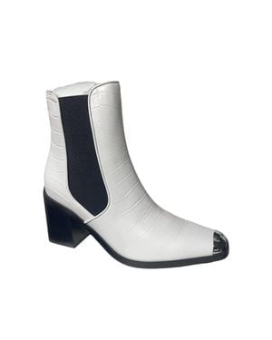 Senso Sky Ice Crocodile-Embossed Leather Mid-Calf Boots - White