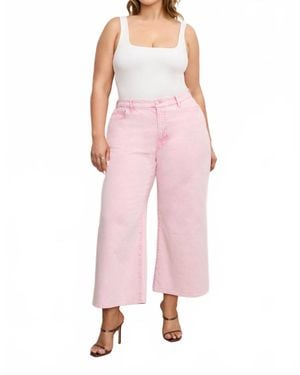 GOOD AMERICAN Good Waist Cropped Palazzo Jeans - Pink