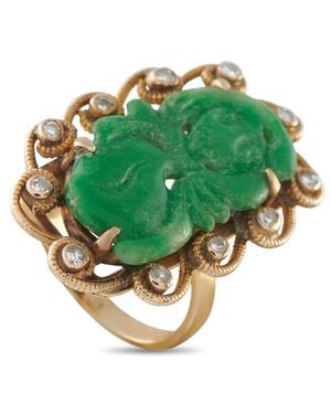 LB Exclusive 14K 0.11Ct Diamond And Jade Ring Mf11-062926 - Green