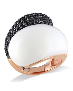 Mimi & Max Synthetic Agate And Cubic Zirconia Crossover Ring Rose - White