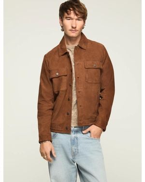 Lucky Brand Suede Shirt Jacket - Blue