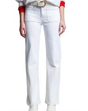 Q2 High Waisted Jeans With Flared Leg And Pocket - Blue