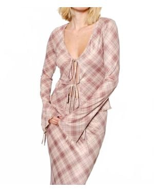 Pretty Garbage Ria Plaid Mesh Top - Pink