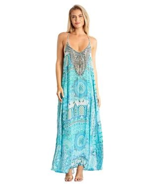 La Moda Clothing Vida T-Back Maxi Dress - Blue