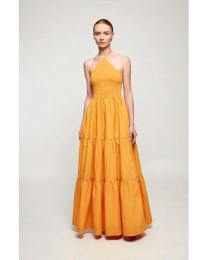 SWF Tie Up Tiered Maxi Dress - Orange