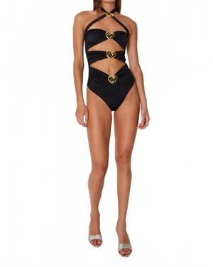 Cin Cin Diamond Heart Cut-Out Swimsuit - Black