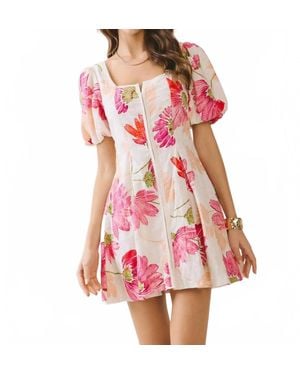 TCEC Floral Print Flare Skirt Mini Dress - Red