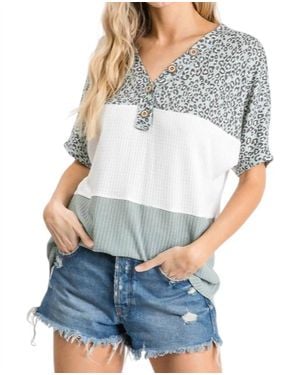 7Th Ray Color Block Top - Gray