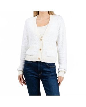 White + Warren Textured Boucle Cardigan - White