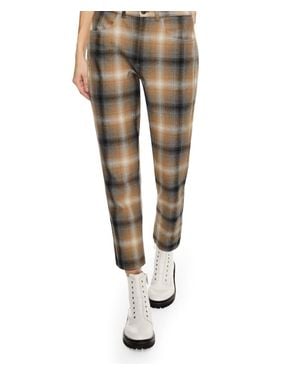 ON THIS DAY Linen-Blend Shadow Plaid Tapered Pants - Natural