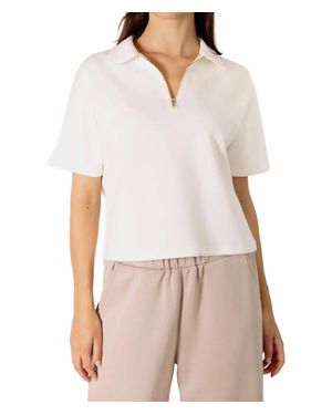 P.Cill Millie Short Sleeve Zip Top - White