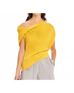 Kourbela Seashells Knit Draped Top - Yellow
