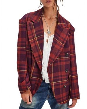 Free People Dean Double-Breasted Blazer - Red