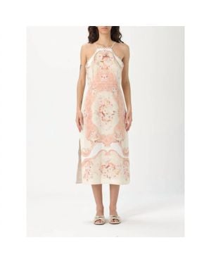 Twinset Linen Casual Midi Dress - Pink