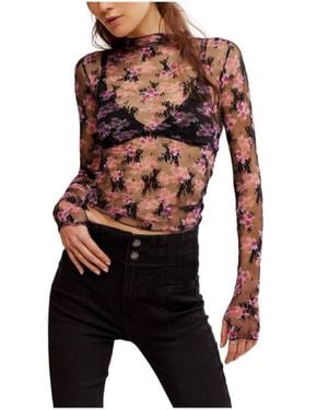 Free People Lady Lux Printed Layering Top - Black