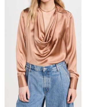 L'Agence Lotus Cowl Neck Top - Blue