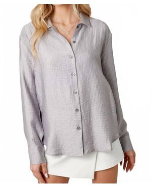 Mystree Lillian Button Down Top - Gray