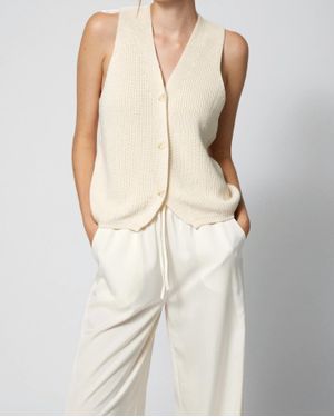 Amanda Maria Cotton Knit Vest - Natural