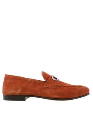 Ferragamo Ferragamo Gancini Ornament Suede Mocassins, Size 9 E - Brown