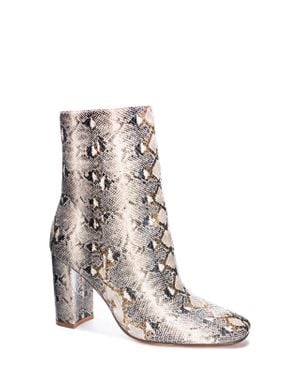 Chinese Laundry Kind Boot Snake Print Square Toe Bootie Jobb1004 - White