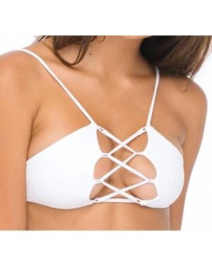 Indah Hapa Lace Up Bikini Top - White