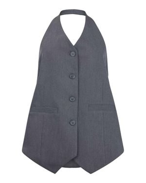 Noen Tailored Halter-Neck Button-Up Waistcoat - Blue