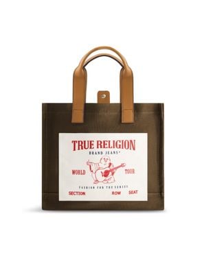 TRUE RELIGION Tote, Medium Travel Shoulder Bag With Adjustable Strap, Olive - Pink
