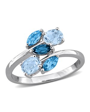 Mimi & Max Multi-Gem Five Stone Ring Sterling - Blue