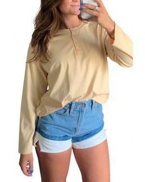 Elle Grey Honey Hole Long Sleeve Top - Blue