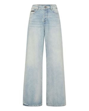 Philipp Plein Denim Pants Skater Fit Logo - Blue