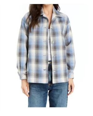 Drew Peyton Cotton Plaid Car Coat - Blue