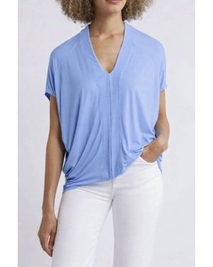 Apny Oversized Short Sleeve Tee Top - Blue