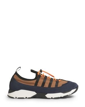 Marni Layered Leather Sneakers With Unique Lacing System - Blue