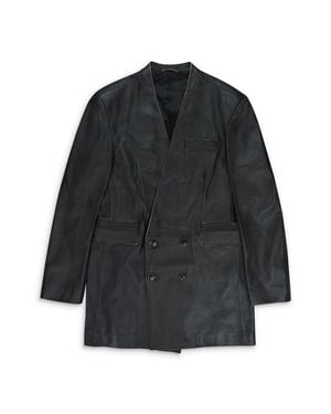 Martine Rose Leather Double Breasted Leather Jacket - Black