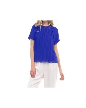 Naked Zebra Bubble Sleeve Blouse - Blue