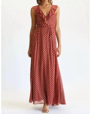 Fate Polka Dot Ruffle Maxi Dress - Red