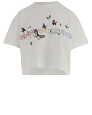 CASABLANCA Cropped Cotton T-Shirt With Playful Logo Print - Gray