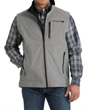 Cinch Softshell Bonded Fleece Logo Full Zip Vest - Gray