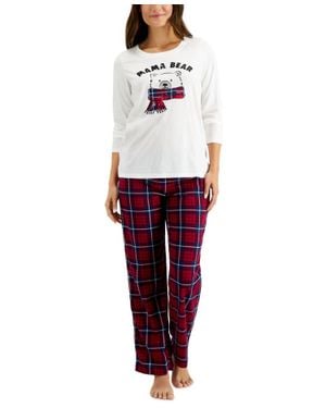 Family PJs Sleepwear Matching Mama Bear Pajama Set - Red
