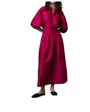 ANN MASHBURN Adah Pintuck Skirt - Red