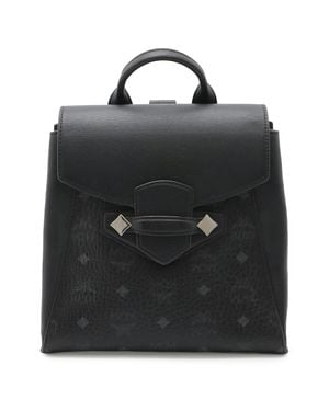 MCM Visetos Logo Backpack Coated Canvas Leather - Black